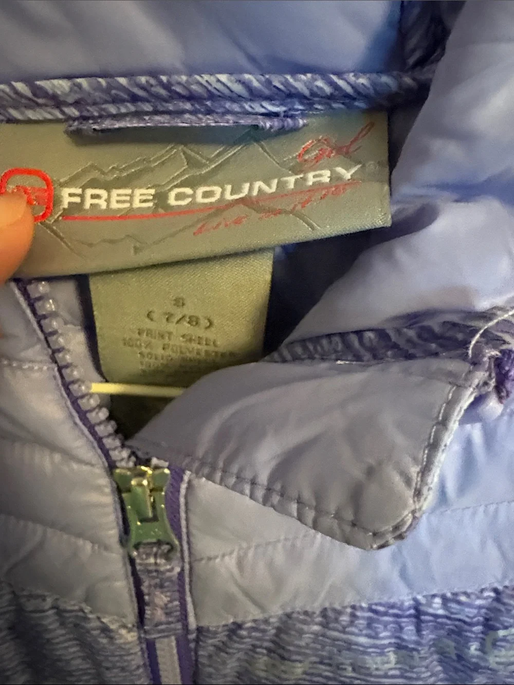 Free Country Mint and Lavender Quilted Hooded Vests Bundle of Two